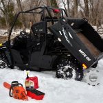 Thanks to the locking front differential, the Prowler HDX has no problem traversing snow.