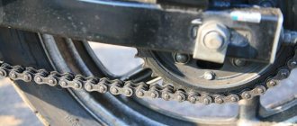 Chain on a motorcycle