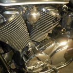 Cylinder on the engine of a Japanese motorcycle HONDA Shadow 400