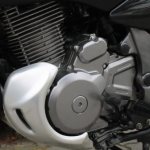 Single-cylinder engine on a Japanese-made Suzuki XF 650 Freewind motorcycle