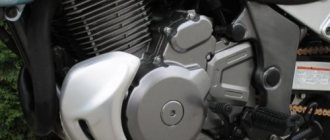 Single-cylinder engine on a Japanese-made Suzuki XF 650 Freewind motorcycle
