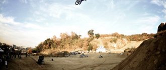 Freestyle motorcycle stunts.