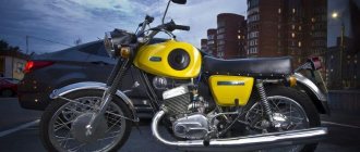 Yellow motorcycle IZH Planet Sport